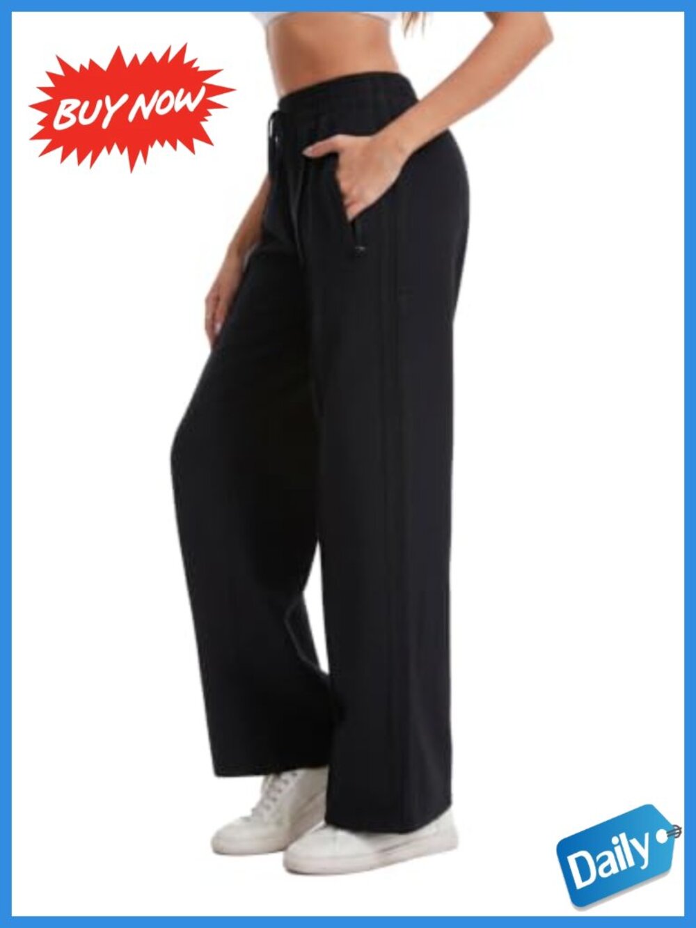 Wide Leg Cotton Stretch Track Pants Lounge Joggers Zip Pockets